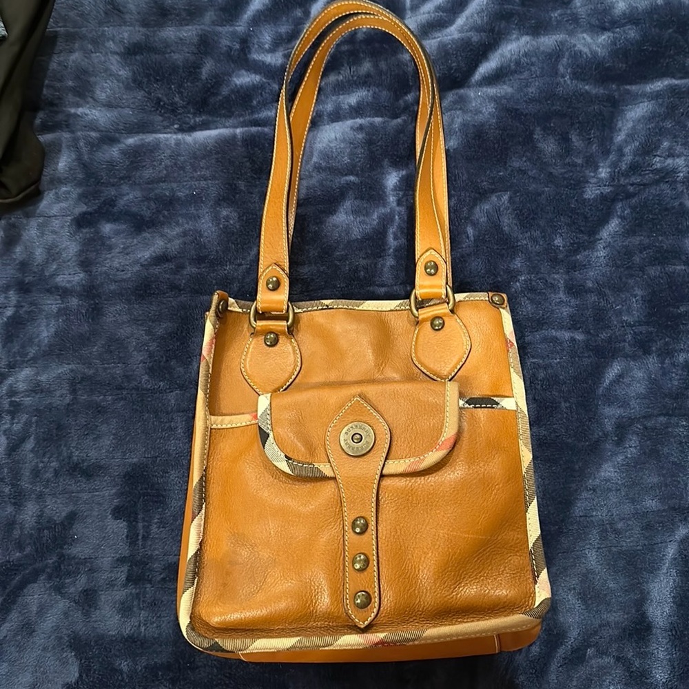 Burberry Tan Leather Tote Bag